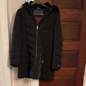 Tommy Hilfiger Black Puffer Parka Jacket Size Medium